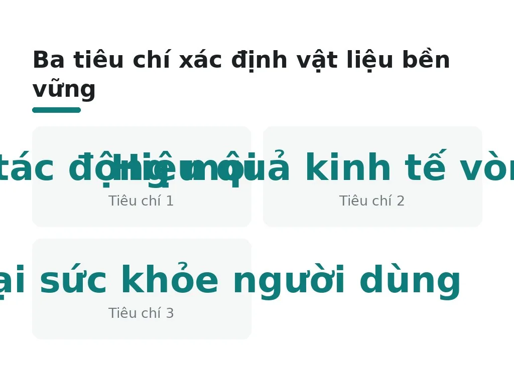 Ba tiêu chí xác định vật liệu bền vững
