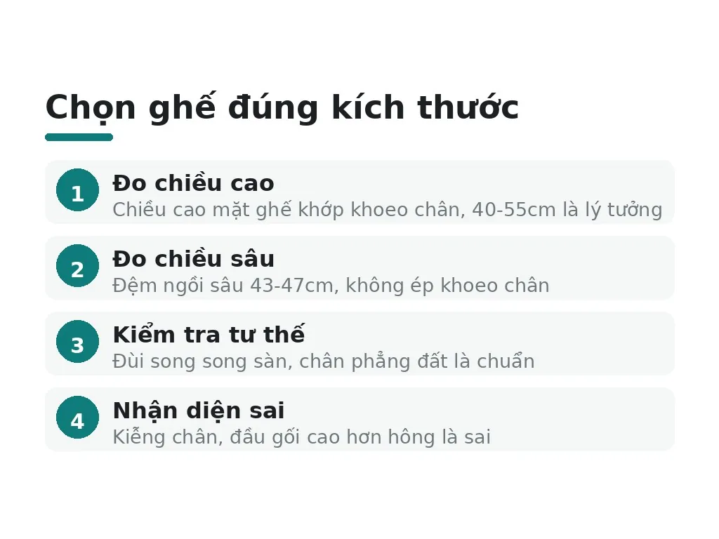 Chọn ghế đúng kích thước