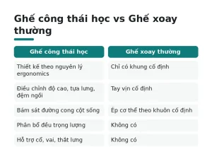 Ghế công thái học vs Ghế xoay thường