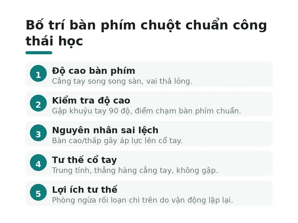 Bố trí bàn ghế và trạm làm việc đúng công thái học