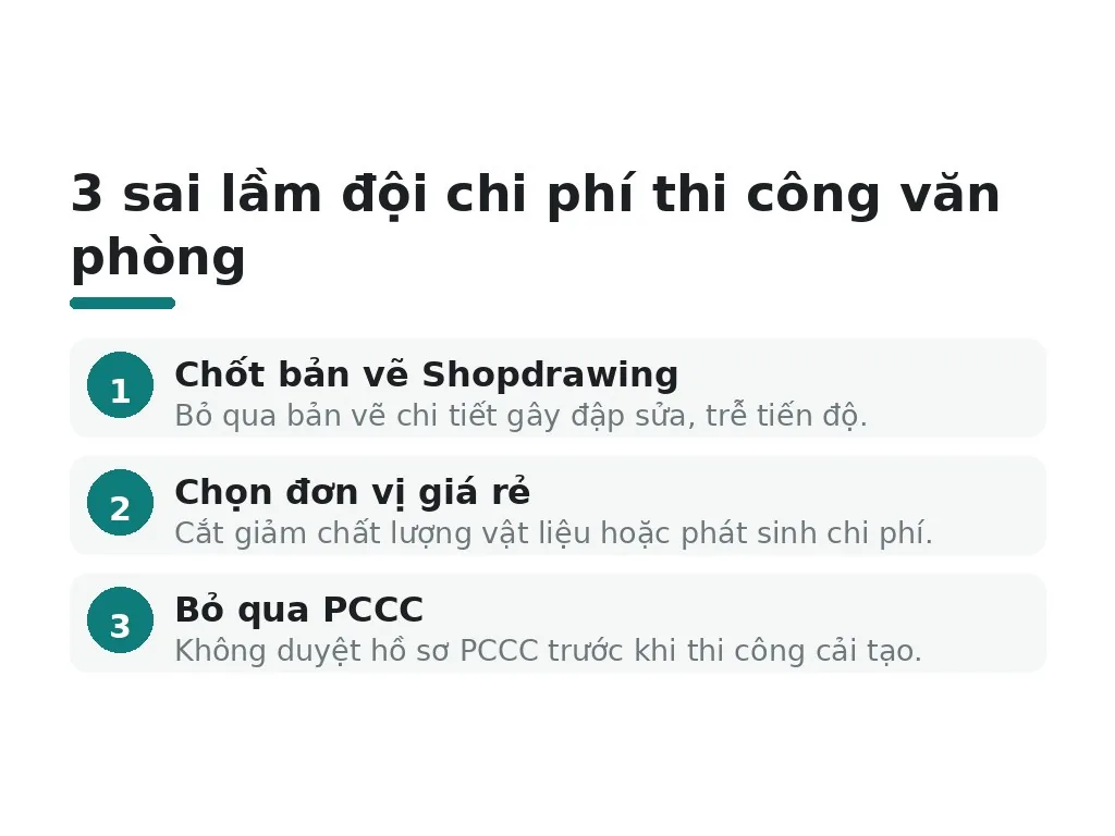 Sai lầm khiến chi phí thi công đội lên
