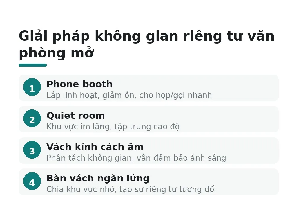 4 giải pháp không gian riêng tư trong văn phòng mở