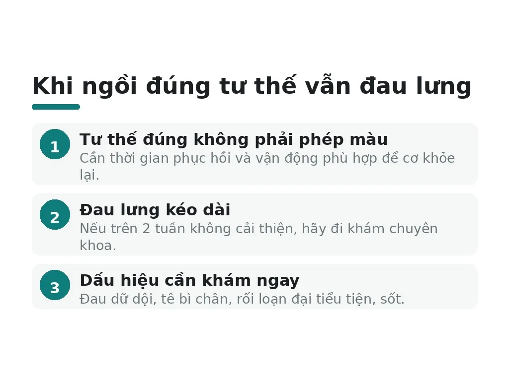 Ngồi đúng tư thế rồi vẫn đau lưng thì sao