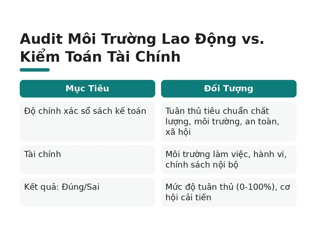 Audit Môi Trường Lao Động vs. Kiểm Toán Tài Chính